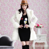 冬裝高貴氣質毛呢外套白色毛毛下擺毛領長款大衣修身娃娃女裝大衣外套【免運費】