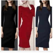 春秋夏新款女裝歐美修身白領通勤OL職業氣質連衣裙 免運費