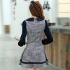 春秋裝氣質蝴蝶結燈籠袖拼接千鳥格子長袖毛呢打底裙 連衣裙 免運費