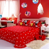 迪士尼米奇全棉活性印花歐式卡通四件套包郵