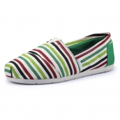 快樂瑪麗同款春夏帆布鞋 低幫潮人布鞋 淺口套腳條紋單鞋女鞋  免運費